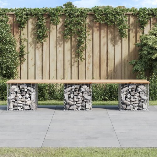 VidaXL Vrtna klupa s gabionskim dizajnom 203x44x42 cm masivna borovina Slike