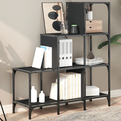 VidaXL Regal za knjige crni 92 x 30 x 102 cm konstruirano drvo i metal Slike