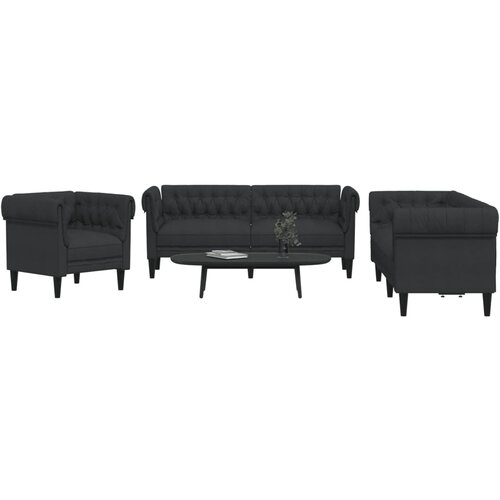 vidaXL 3-dijelni set sofa crni od tkanine Cijene