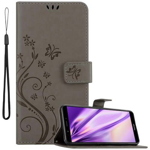 Cadorabo Honor 7C/Huawei Y7 2018 v klasična črna - ovitek v cvetličnem dizajnu z magnetnim zapiranjem, stoječo funkcijo in režami za kartice, (20562677) Cene