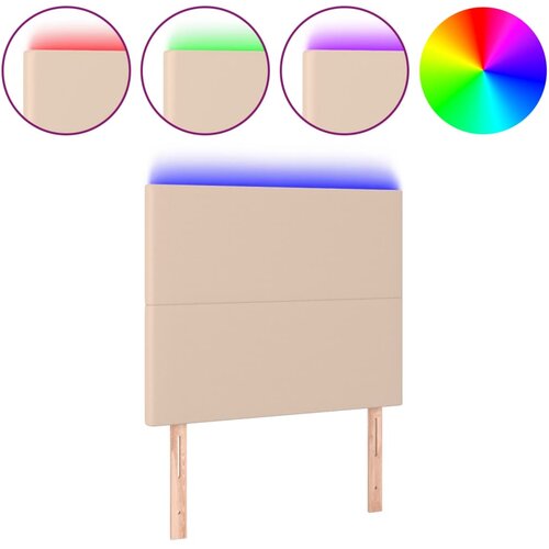 VidaXL LED posteljno vzglavje kapučino 100x5x118/128 cm umetno usnje, (20738851) Slike