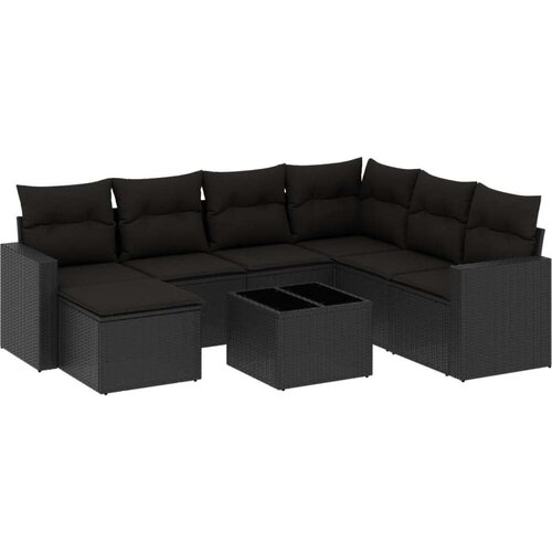 VidaXL 8-dijelni set vrtnih sofa od poliratana s jastucima crni Slike