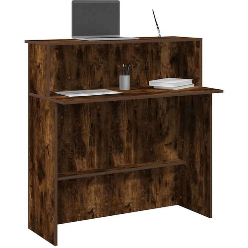  Sprejemna miza dimljeni hrast 100x50x103,5 cm inženirski les Cene