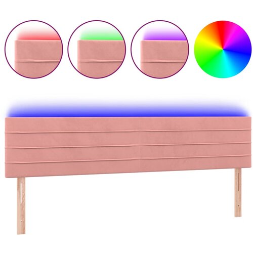 Maison Chic led posteljno vzglavje - vzglavna omarica - nočna omarica roza 160x5x78/88 cm žamet, (21707430) Slike