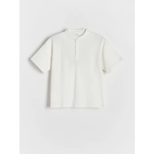 Reserved - Henley pamučna majica kratkih rukava - krem