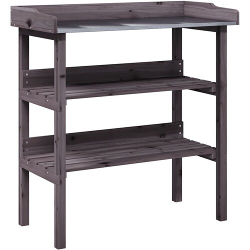  Stol za biljke s policama sivi 78x38x82,5 cm masivna jelovina Slike