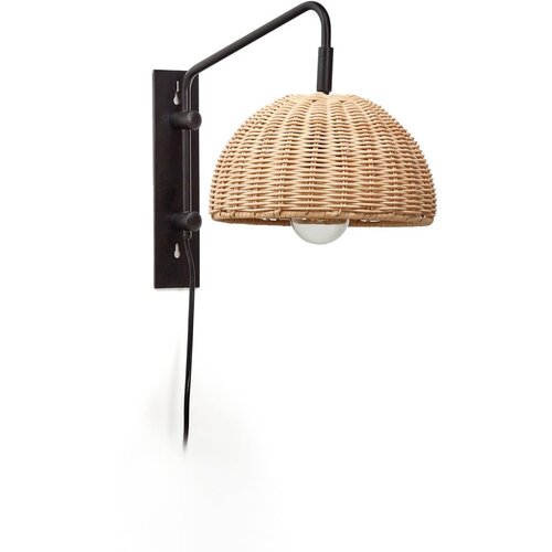 Kave Home Črna/naravna stenska svetilka ø 23 cm Damila – Cene