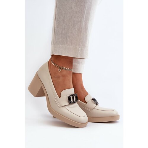 Kesi Women's high-heeled shoes with embellishments, beige Nedarea Slike