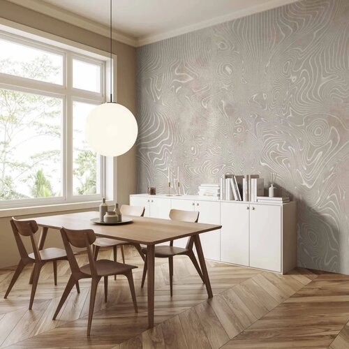  Foto tapeta - Flowing shapes - abstract beige and white background in patterned compositions 300x210 Standard Slike