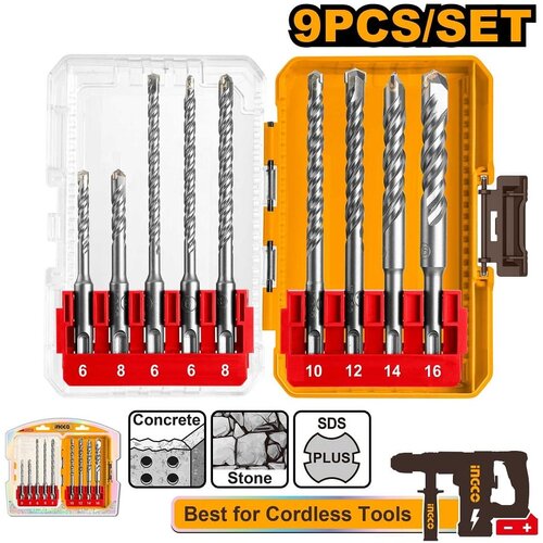  Set burgija za beton 9/1 AKDL30906 SDS+ SUPER INGCO Slike