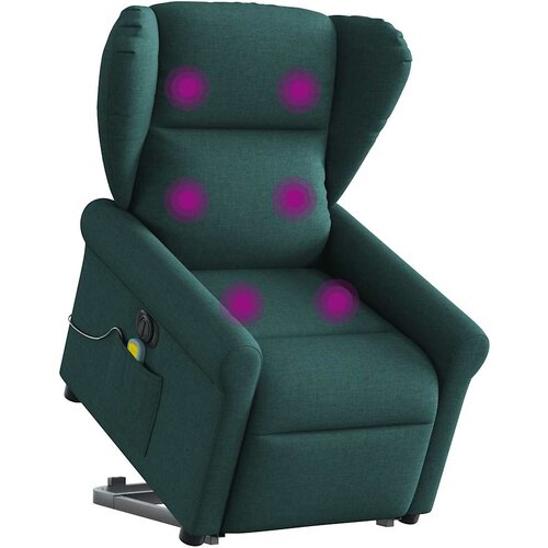 vidaXL Električni masažni naslonjač na podizanje tkanina tamnozeleni Cijene