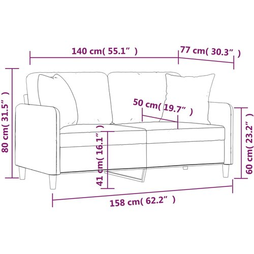  Dvosjed s ukrasnim jastucima crni 140 cm od tkanine Slike