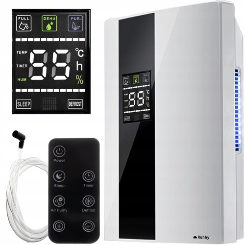  2v1 90W razvlaževalec in čistilec zraka LCD - absorber vlage 1,8L bel Slike