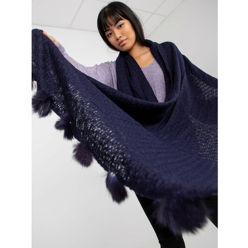 Fashion Hunters Women's navy blue scarf with an openwork pattern Slike