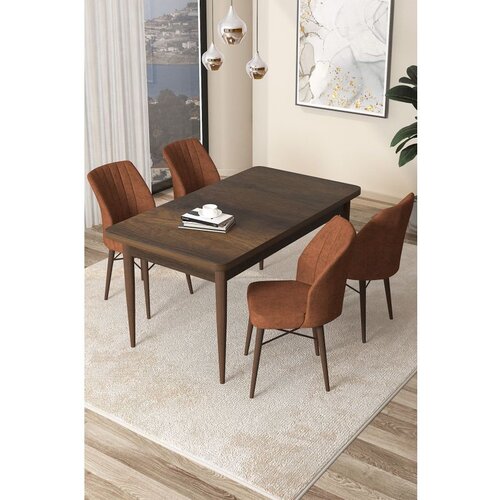Hanah home Arp - Baroque, Tile Red BaroqueTile Red Dining Table & Chairs Set (5 Pieces) Cene