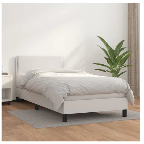  Box spring postelja z vzmetnico bel 100x200 cm umetno usnje