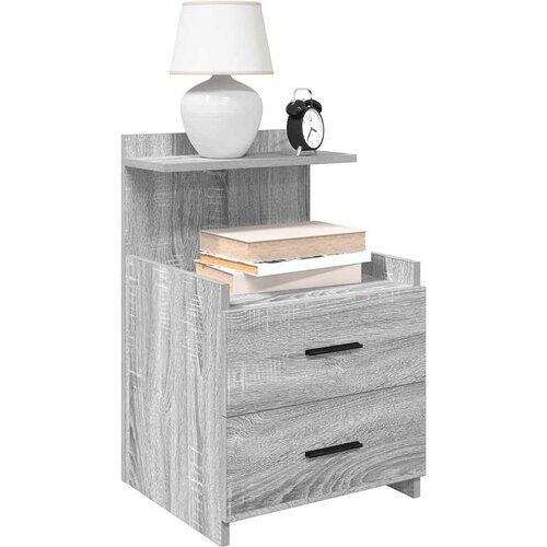 VidaXL Nočne omarice 2 kosa z 2 predaloma sive sonoma 40x36,5x62 cm Slike