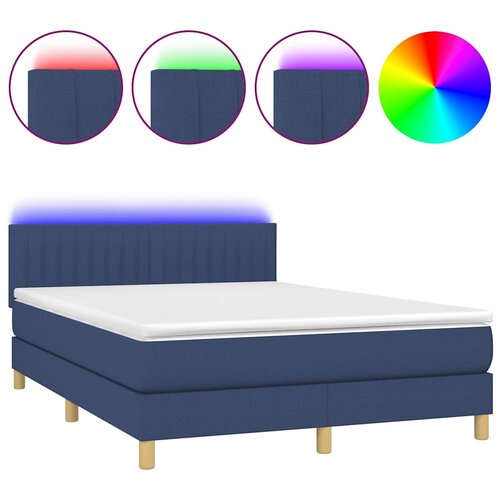  box spring s madracem LED plavi 140x190 cm od tkanine Slike