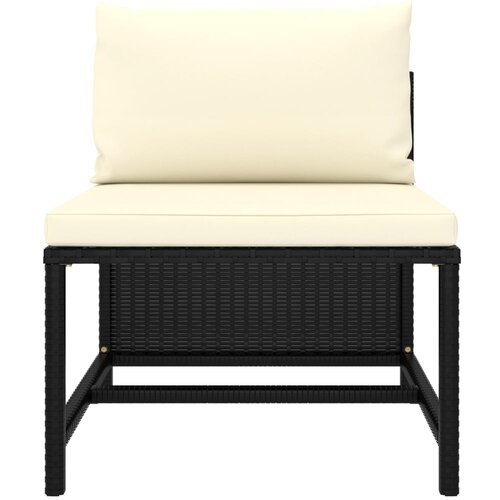 Maison Chic Sekcijski sredinski kavč - Sofa - Kanape z blazinami črn poli ratan, (21727066) Cene