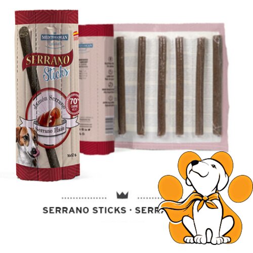 Mediterranean Natural serrano Sticks Ham 16 kom, Mekani Štapići Za Pse Sa Šunkom Slike