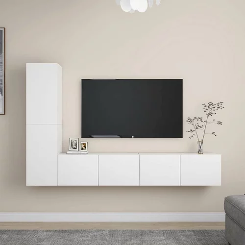  Komplet TV omaric 4-delni bela iverna plošča, (20912480)