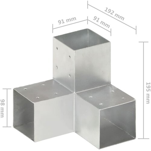  Spojnici za stupove u Y-obliku 4 kom pocinčani metal 91 x 91 mm Slike