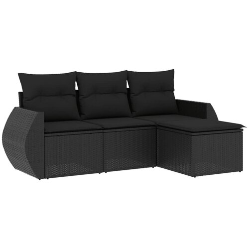 Maison Chic Seti vrtnega pohištva - Vrtna garnitura - Vrtni pohištvo set 4-delna z blazinami črna poli ratan, (21816003) Cene