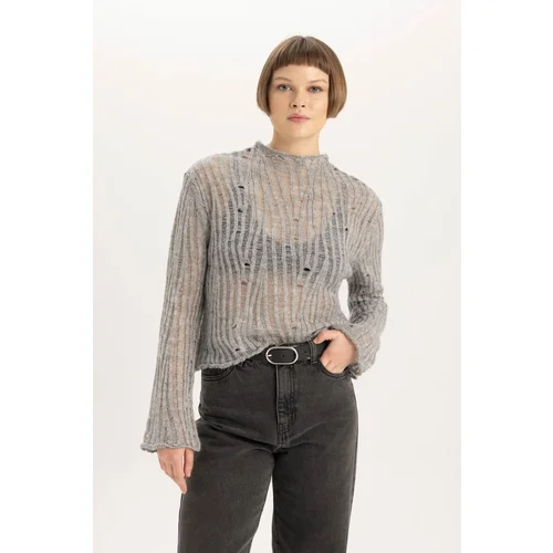 Defacto Relax Fit Half Turtleneck Lace Sweater