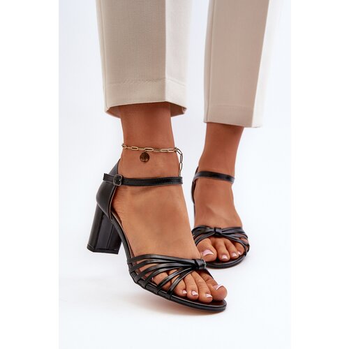 EVENTO Women&amp;#039;s Black Strappy Sandals Pyrrette Slike