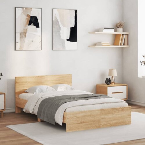vidaXL Posteljni okvir z vzglavjem sonoma hrast 120x190 cm Cene