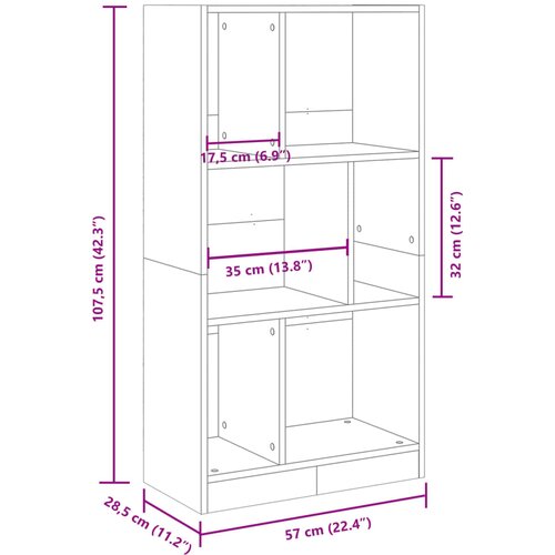  Regal za knjige boja hrasta 57x28,5x107,5 cm konstruirano drvo Slike