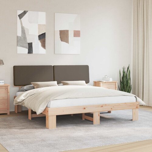 vidaXL krevetni okvir s tapiciranim uzglavljem sivo-smeđa 200 x 200 cm Cijene