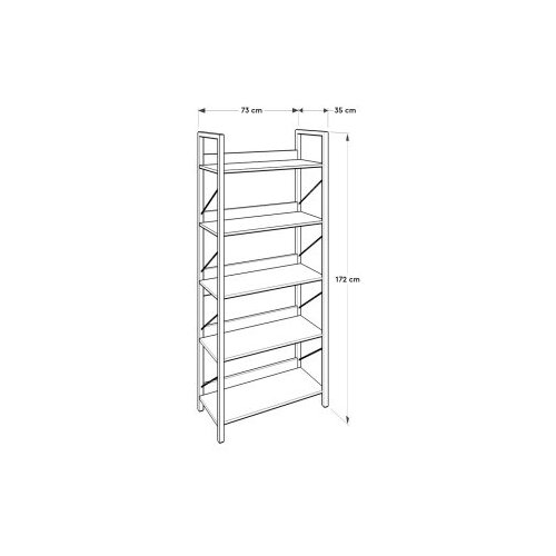 Hanah home polica za knjige 73x172x35cm orah Slike