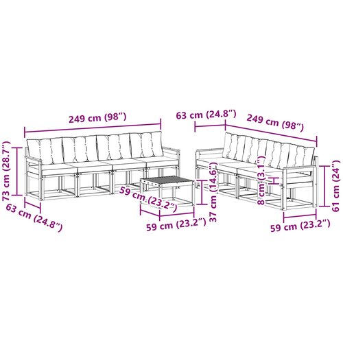  Set vanjskih sofa 9 kom. Prirodna i krem Slike