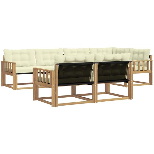 vidaXL Zunanja garnitura za sedenje z blazino 7 pcs Bela in krem, (5000271725) Cene