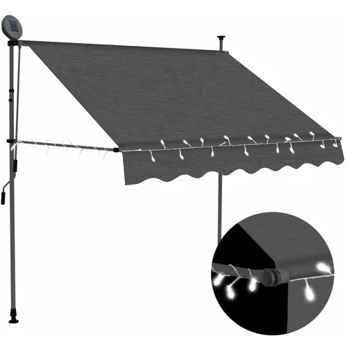 vidaXL Ročno zložljiva tenda z LED lučmi 150 cm antracitna