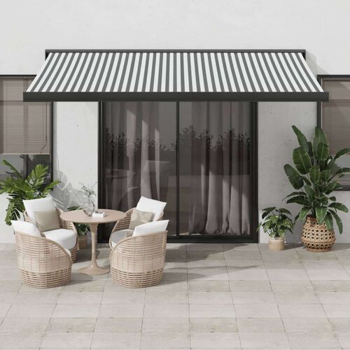 Tenda na uvlačenje antracit-bijela 4x3 m od tkanine i aluminija Slike