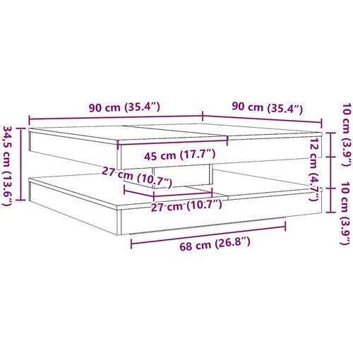vidaXL Klubska mizica siva sonoma 90x90x34,5 cm Cene