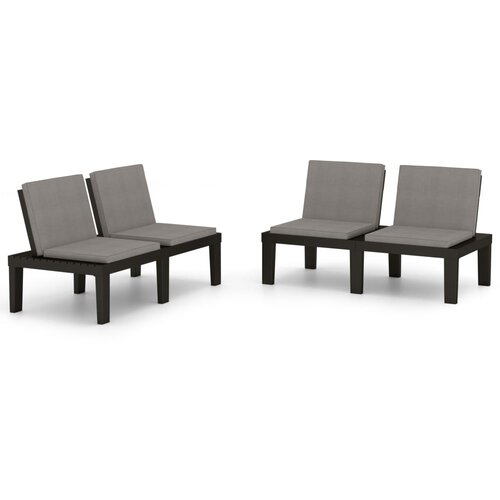 VidaXL Vrtne klopi z blazinami 2 kosa plastika sive, (20661787) Slike