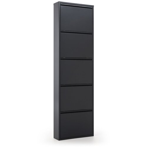 Kave Home crni metalni cipelar s 5 preklopnih ladica Rox Cijene