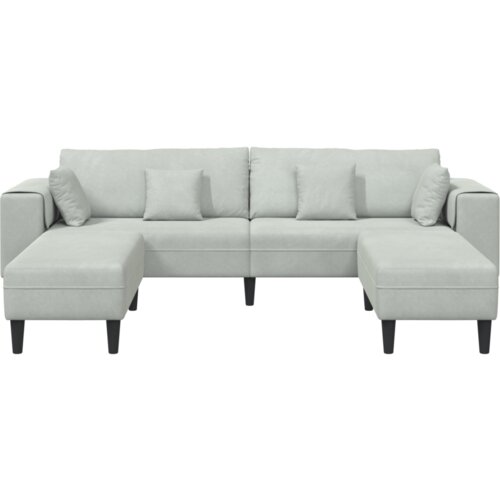 vidaXL Žametni kavč z blazino z blazino 3 pcs Svetlo siva 208 cm Žamet Cene