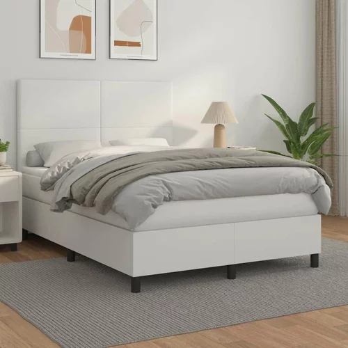  Box spring postelja z vzmetnico bel 140x190 cm umetno usnje, (20899830)