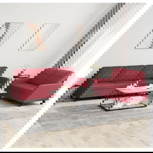 vidaXL 2-dijelni set sofa s jastucima boja vina od umjetne kože Cijene