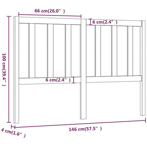  Uzglavlje za krevet sivo 146 x 4 x 100 cm od masivne borovine Slike