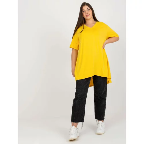 Fashion Hunters Plus size yellow plain blouse with V-neckline
