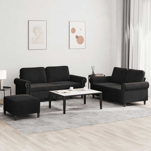  3-dijelni set sofa s jastucima crni bar&scaron;unasti Cijene
