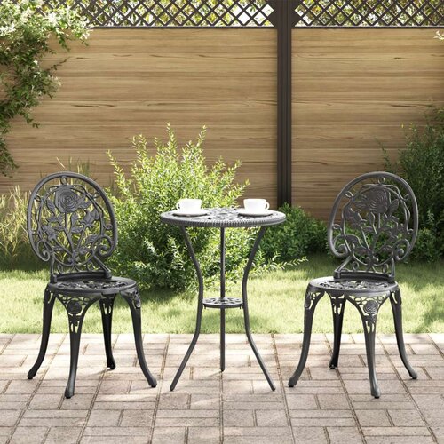  3-dijelni vrtni bistro set crni lijevani aluminij Slike