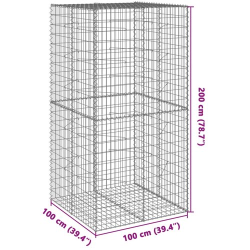  Gabionska ko&amp;scaron;ara s poklopcem 100x100x200 cm pocinčano željezo Slike