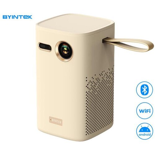 Byintek MAGIC X1 prenosni 3LED DLP projektor, Android TV, Dual WIFI, Bluetooth, polnilna baterija, 400 ANSI lumnov, samodejni fokus, STEREO zvočniki, max 4K UHD, USB-A / USB-C / HDMI, +daljinec, bel - - Bonajo Cene