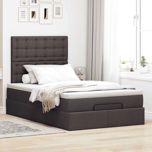 VidaXL okvir za krevet s madraca tamnosmeđi 120x190 cm od tkanine Slike